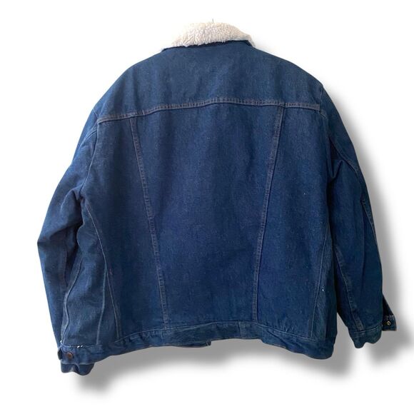 Vintage Men’s Wrangler Sherpa Denim Jacket Large Trucker Cowboy - Picture 4 of 9